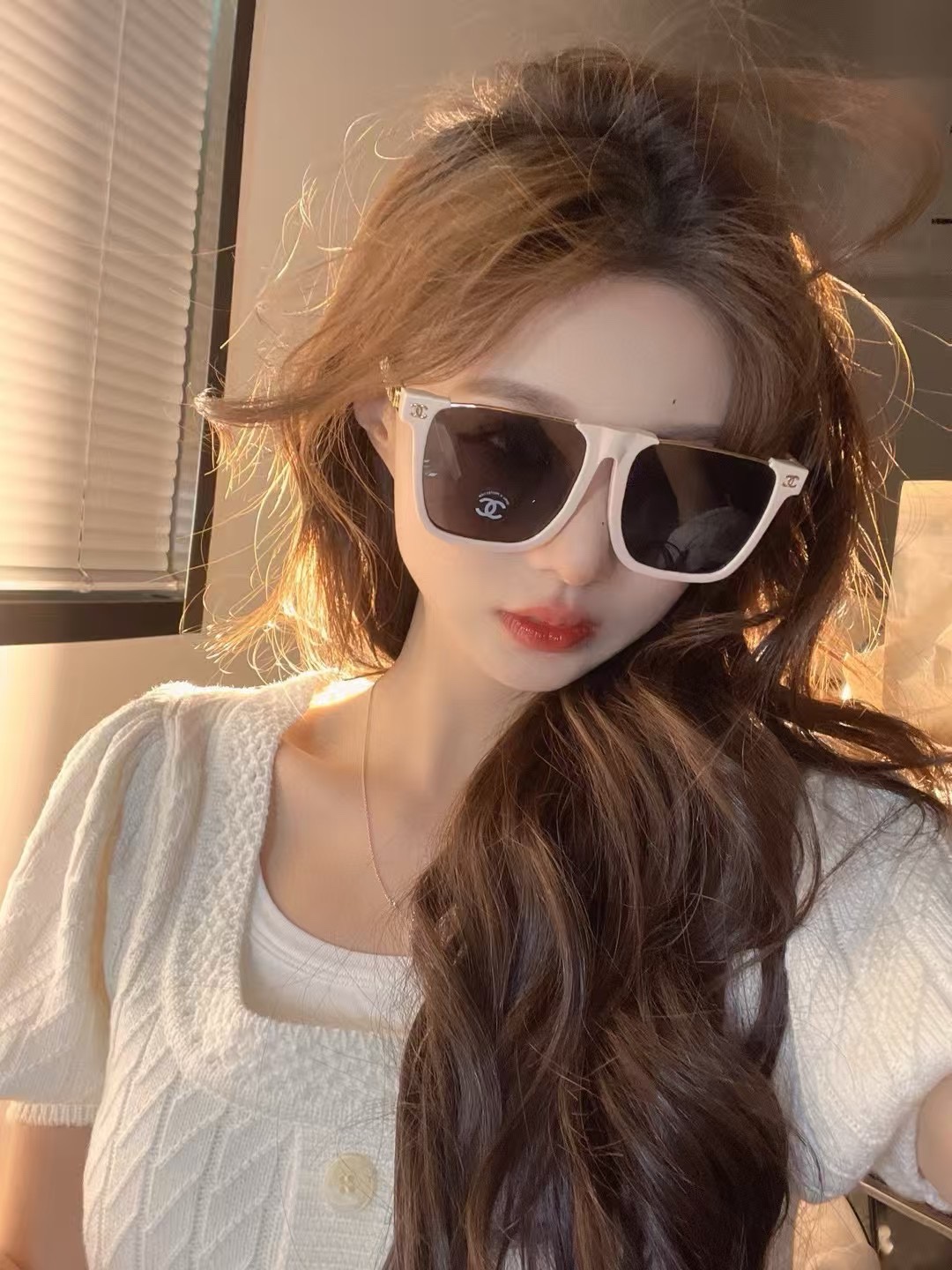   ‼️ 模特图 CHANE* 香奈儿 太阳眼镜 网红款 型号CH7338小红书推荐大框太阳镜尺寸：57