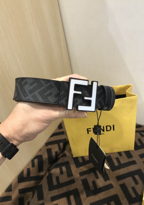Fendi Belt with Iconic FF Logo Buckle, 38mm Width, NFC Chip Enabled