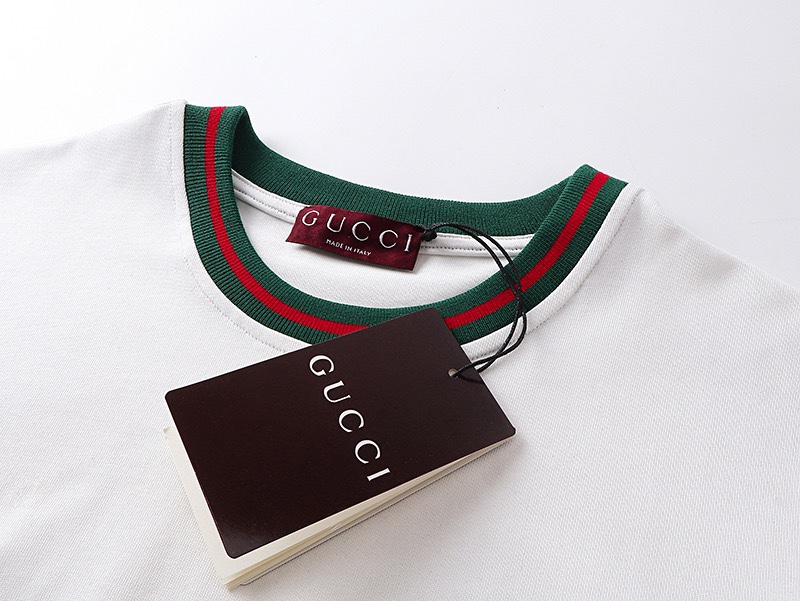 古驰/Gucci 夏季新款 刺绣字母红绿织带圆领短袖T恤 白色-Chinese UA Cheap High Quatity Brand Clothes Bags handbags Sneakers wholesale wholesaler seller from China Factory suppliers Fashion Clothing Shoes best Quality Beautiful Price 古驰/Gucci 夏季新款 刺绣字母红绿织带圆领短袖T恤 白色