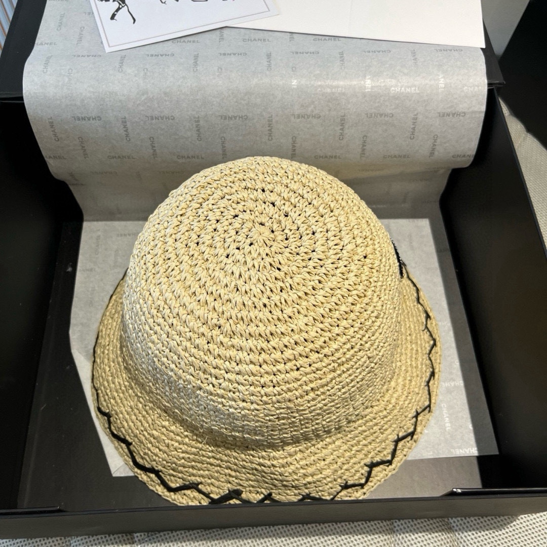 Chanel Women's Crochet Raffia Bucket Hat with Logo, Foldable, 57cm 8 i1750250024 4279 6