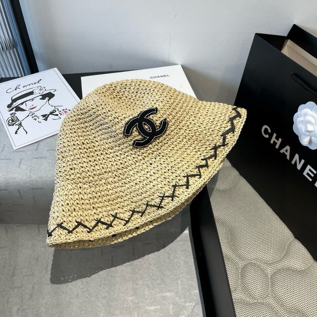 Chanel Women's Crochet Raffia Bucket Hat with Logo, Foldable, 57cm 9 i1750250024 516 7