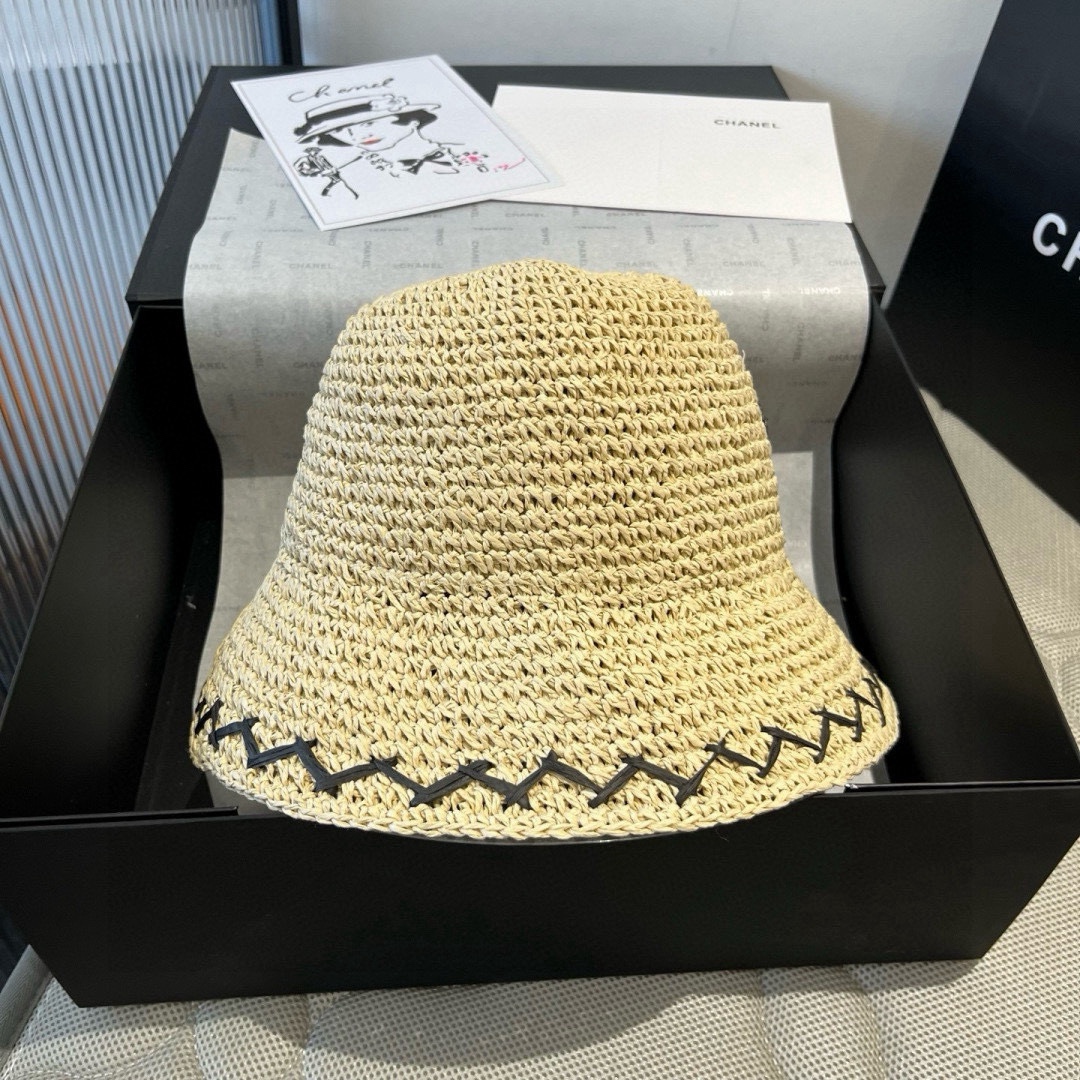 Chanel Women's Crochet Raffia Bucket Hat with Logo, Foldable, 57cm 7 i1750250024 8766 5