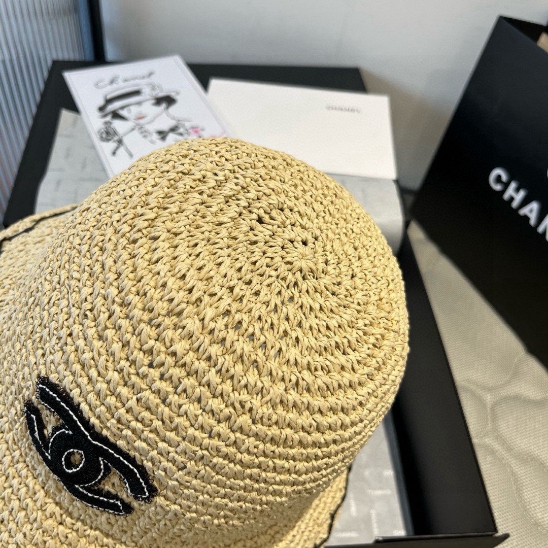 Chanel Women's Crochet Raffia Bucket Hat with Logo, Foldable, 57cm 3 i1750250024 8848 1