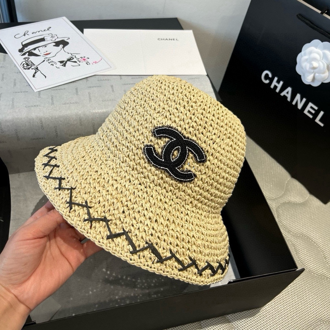 Chanel Women's Crochet Raffia Bucket Hat with Logo, Foldable, 57cm 5 i1750250024 9197 3