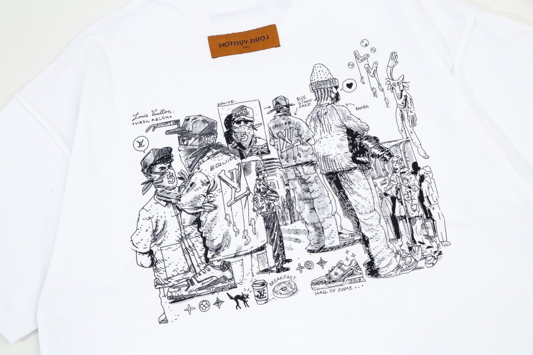 路易威登/Louis Vuitton 夏季新款 发泡字母印花圆领短袖T恤 白色/黑色