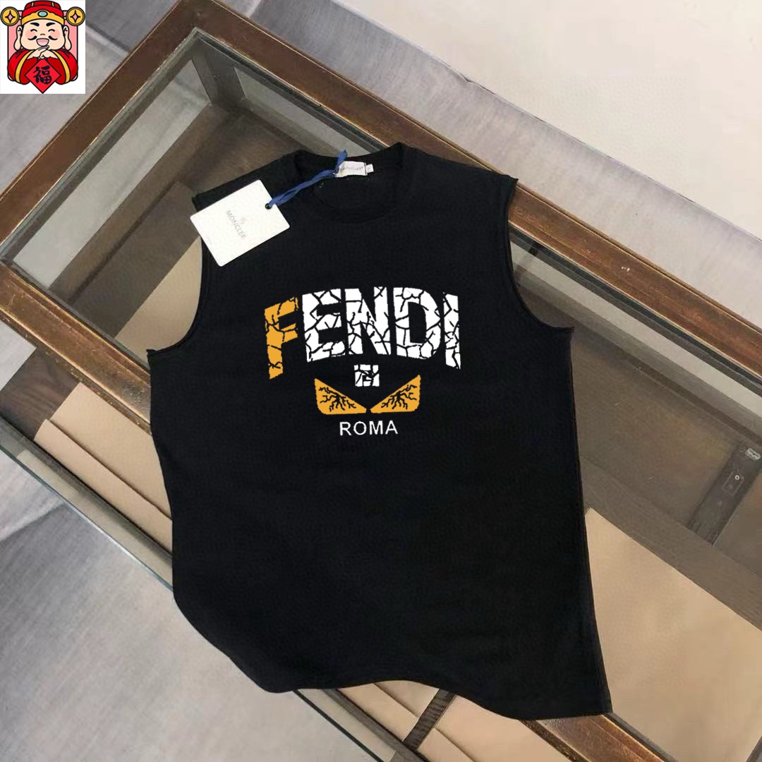 Fendi 品牌【FENDI 芬迪】2025夏季新品背心T袖 简约款式 任何人都可以轻松驾驶 进口定制丝光棉面料 手软舒适有型 吸汗透气