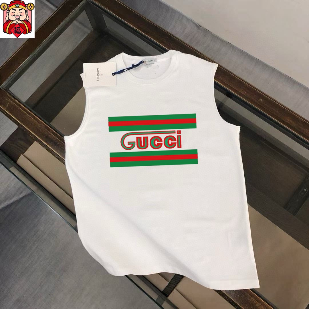 Gucci 品牌【GUCCI 古奇】2025夏季新品背心T袖 简约款式 任何人都可以轻松驾驶 进口定制丝光棉面料 手软舒适有型 吸汗透气