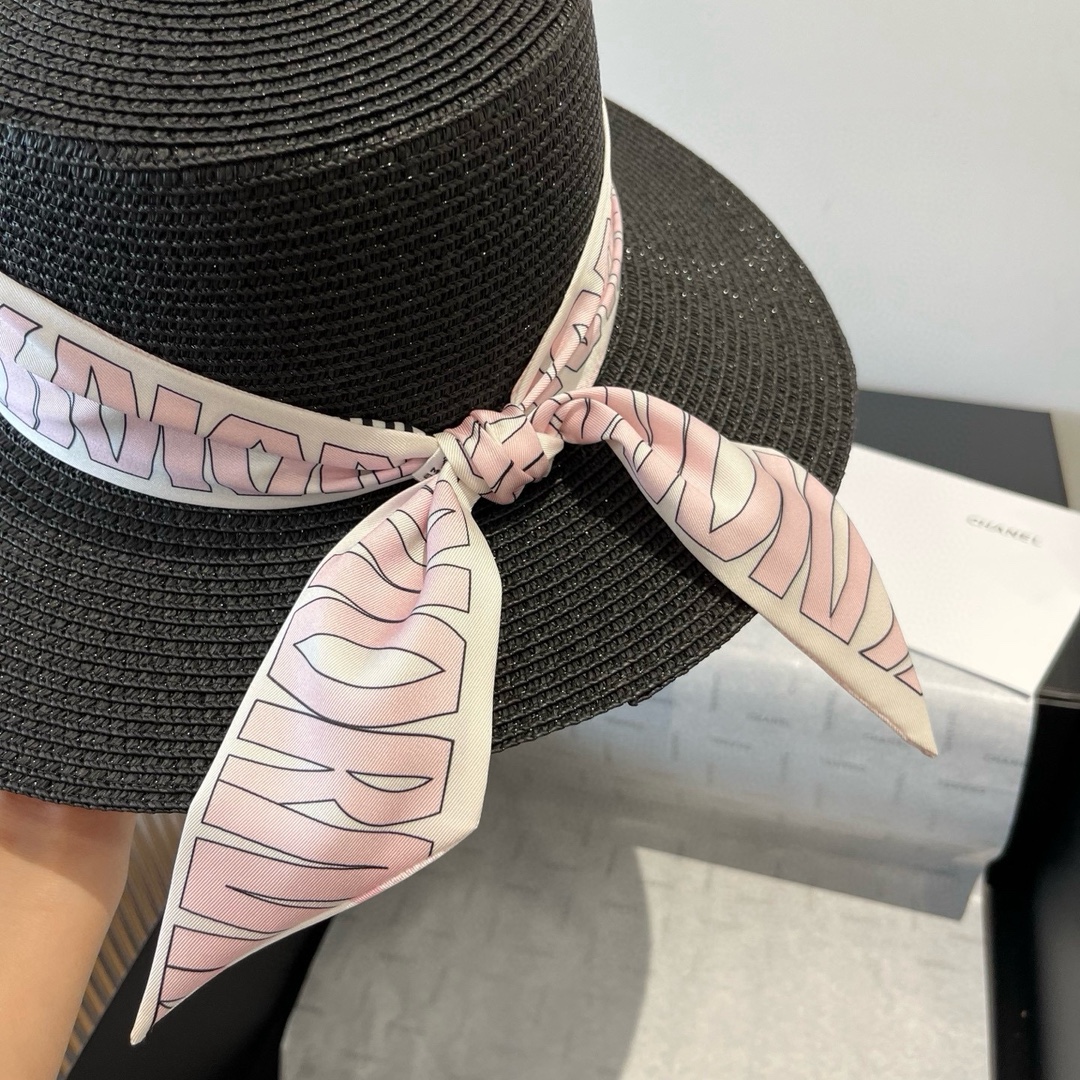 Elegant Dior Inspired Black Straw Hat with Silk Ribbon - 57cm 4 i1750255267 1022 2