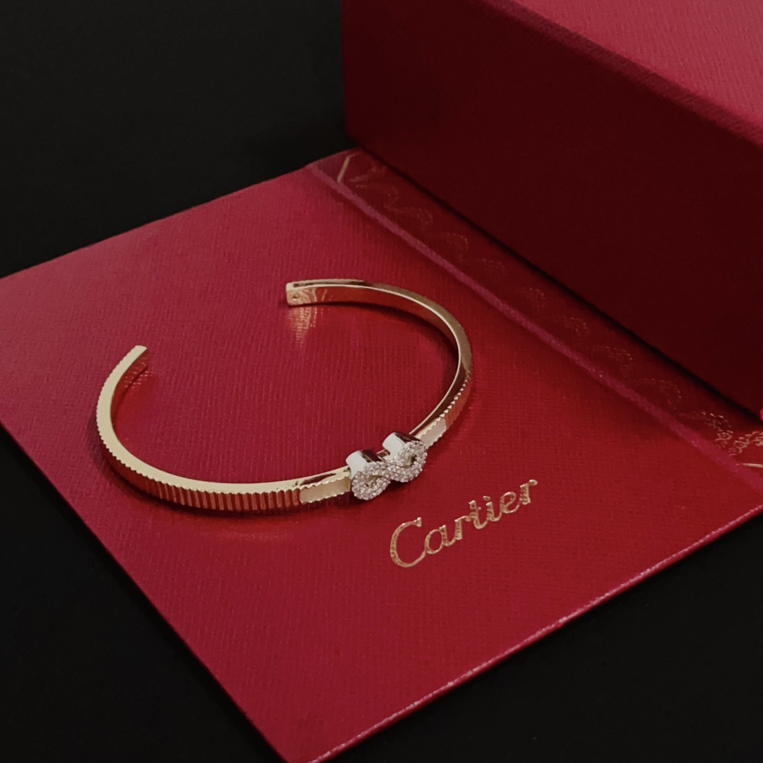 Cartier Diamond Infinity Bracelet - Stylish Bangle for Women, Gold Plated 9 i1750262203 2176 7
