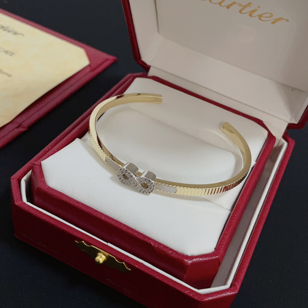 Cartier Diamond Infinity Bracelet - Stylish Bangle for Women, Gold Plated 4 i1750262203 3155 1