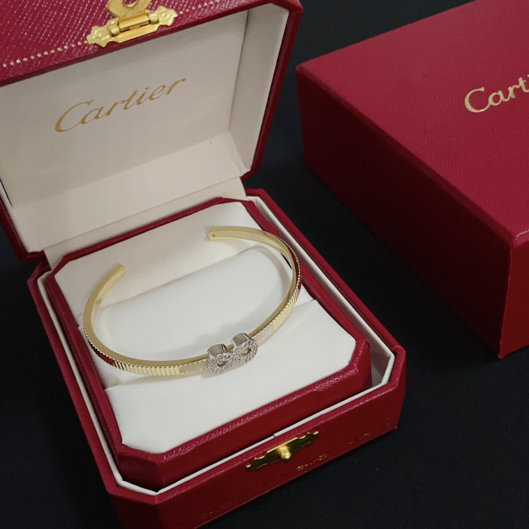 Cartier Diamond Infinity Bracelet - Stylish Bangle for Women, Gold Plated 10 i1750262203 6729 8