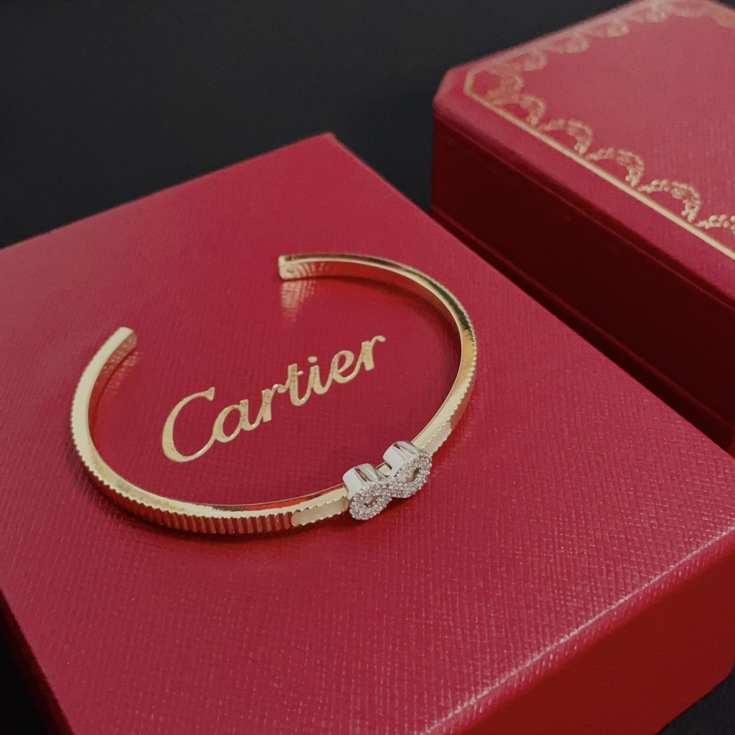 Cartier Diamond Infinity Bracelet - Stylish Bangle for Women, Gold Plated 5 i1750262203 9623 2