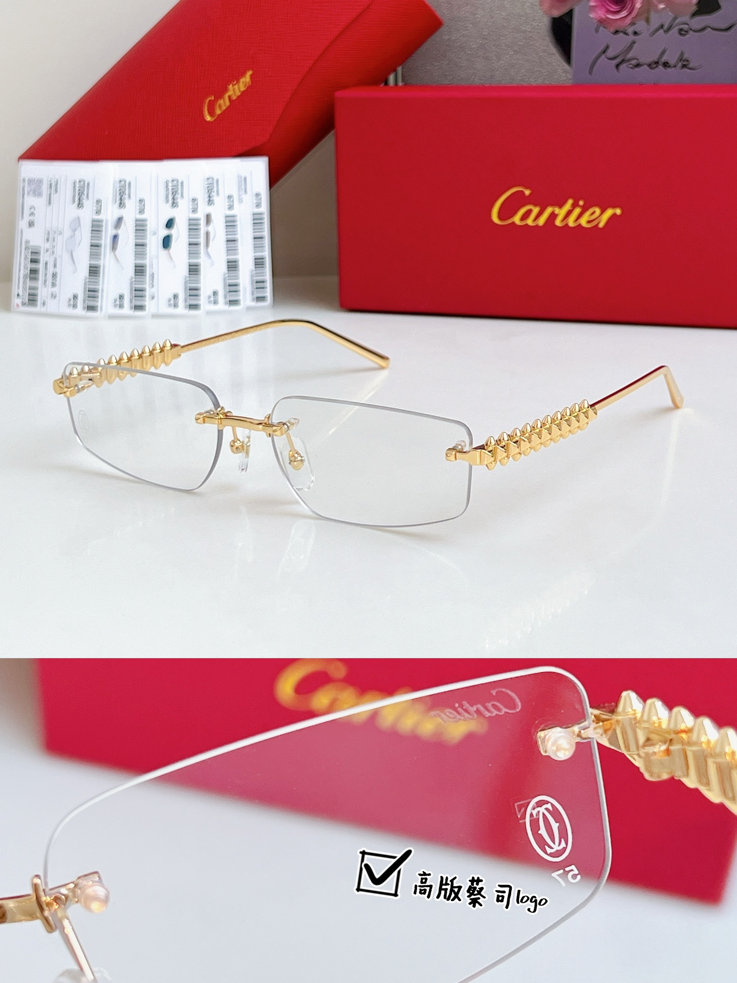  高版内渡蓝膜
蔡司镜片logo
Cartie* 
MODEL：CT0544S 
SIZE 58口16-