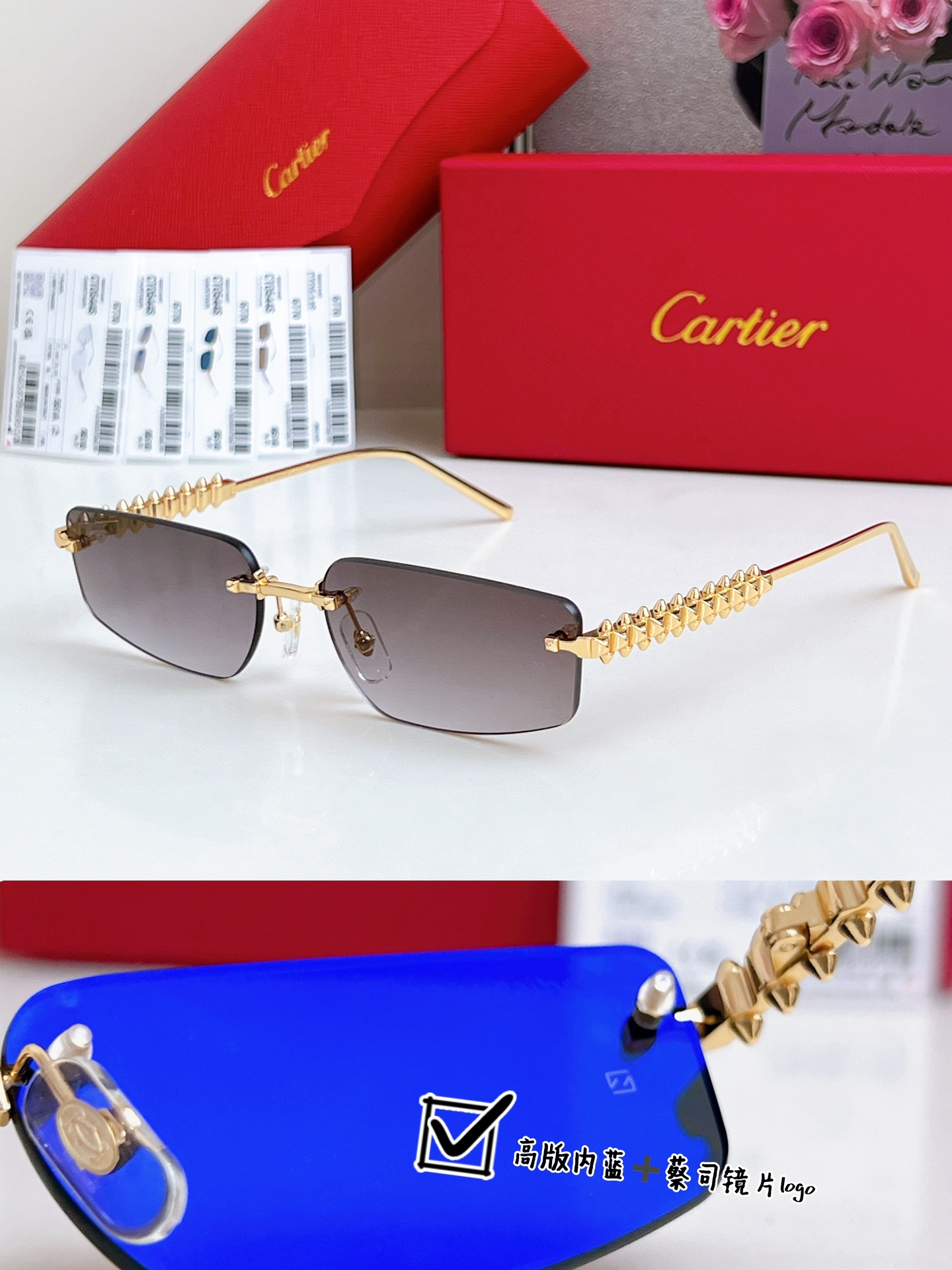  高版内渡蓝膜
蔡司镜片logo
Cartie* 
MODEL：CT0544S 
SIZE 58口16-