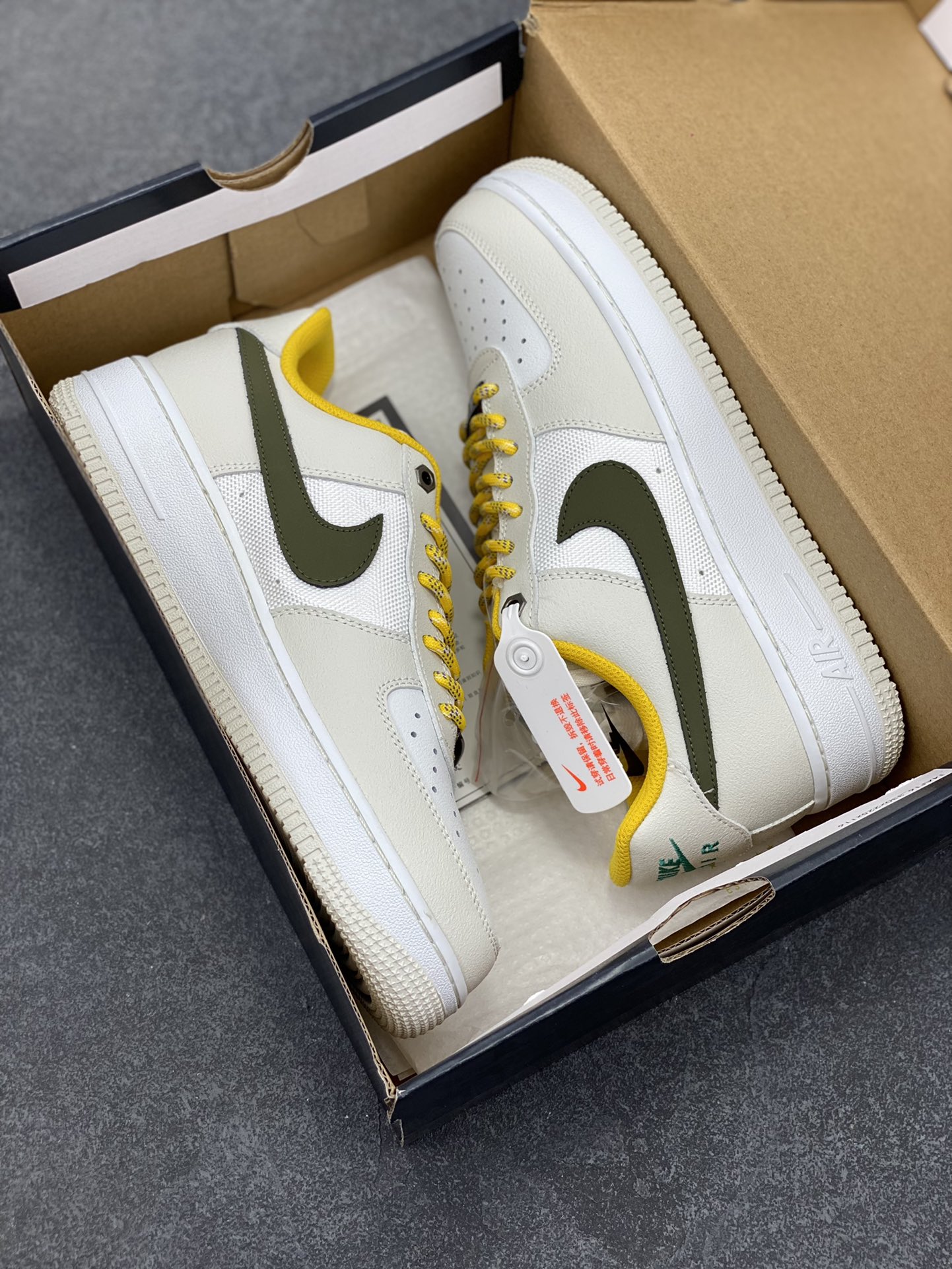 图片[9]-福利特价 NK Air Force 1 空军一号 米黄绿 原楦头原纸板 打造纯正空军版型#专注外贸渠道 全掌内置蜂窝气垫 #原盒配件 原厂中底钢印、拉帮完美 货号：FV3628-031 尺码：36 36.5 37.5 38 38.5 39 40 40.5 41 42 42.5 43 44 44.5 45-选品中心