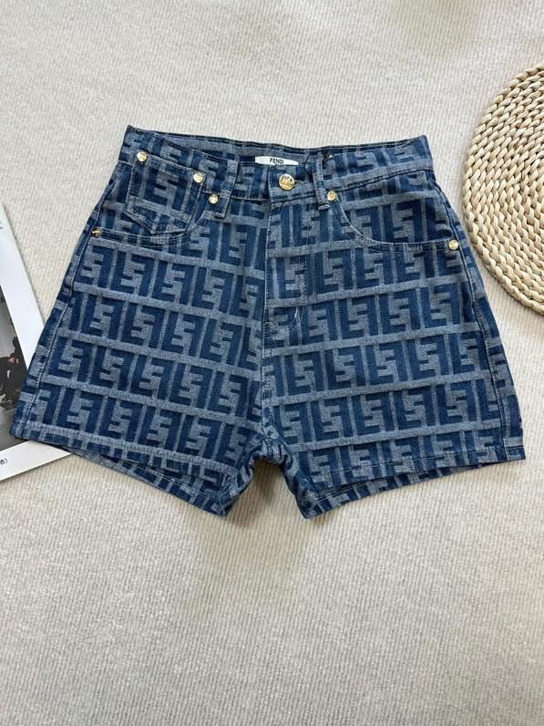 NO:432637,FENDI 2025 Classic Double F Jacquard Pattern Denim Shorts High-version SML, Fendi, shorts, alexander wang19860909FENDI 2025 经典款 双F提花图案牛仔短裤 高版本 码数SML,,fendi,shorts,alexander wang,Women's clothing