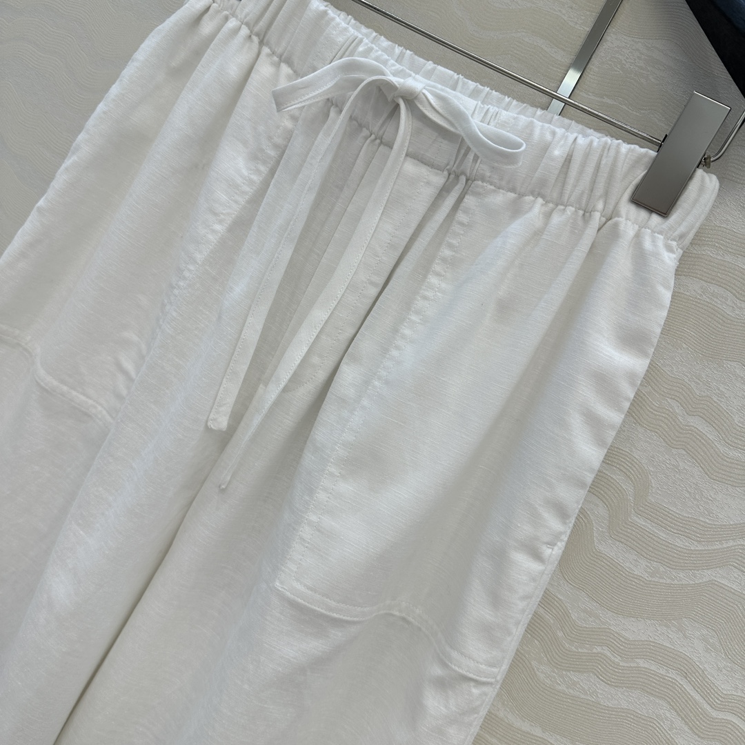 独家首发♥️原单品质TM*长期主义，老钱风松弛感穿搭❤️定型高比例亚麻棉直筒阔腿裤！极简主义风松紧腰设计