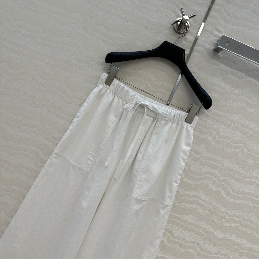 独家首发♥️原单品质TM*长期主义，老钱风松弛感穿搭❤️定型高比例亚麻棉直筒阔腿裤！极简主义风松紧腰设计