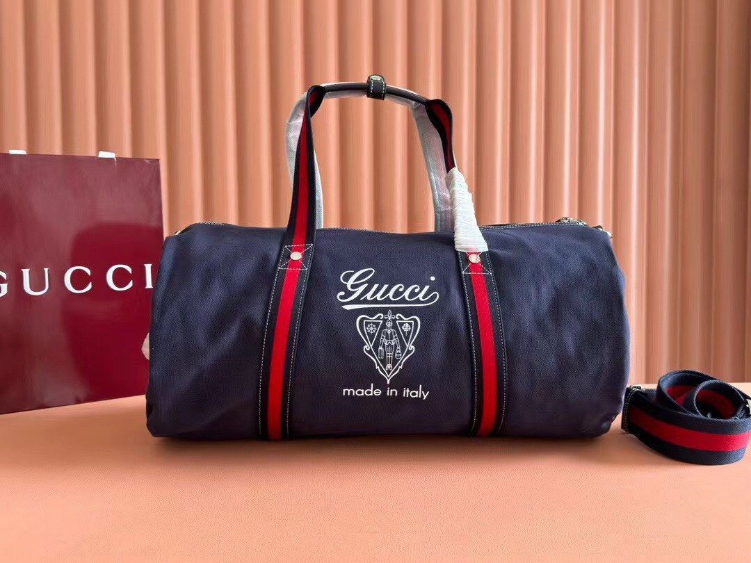 Gucci Men's Blue Duffle Bag, 54cm - Travel in Style with Premium Quality