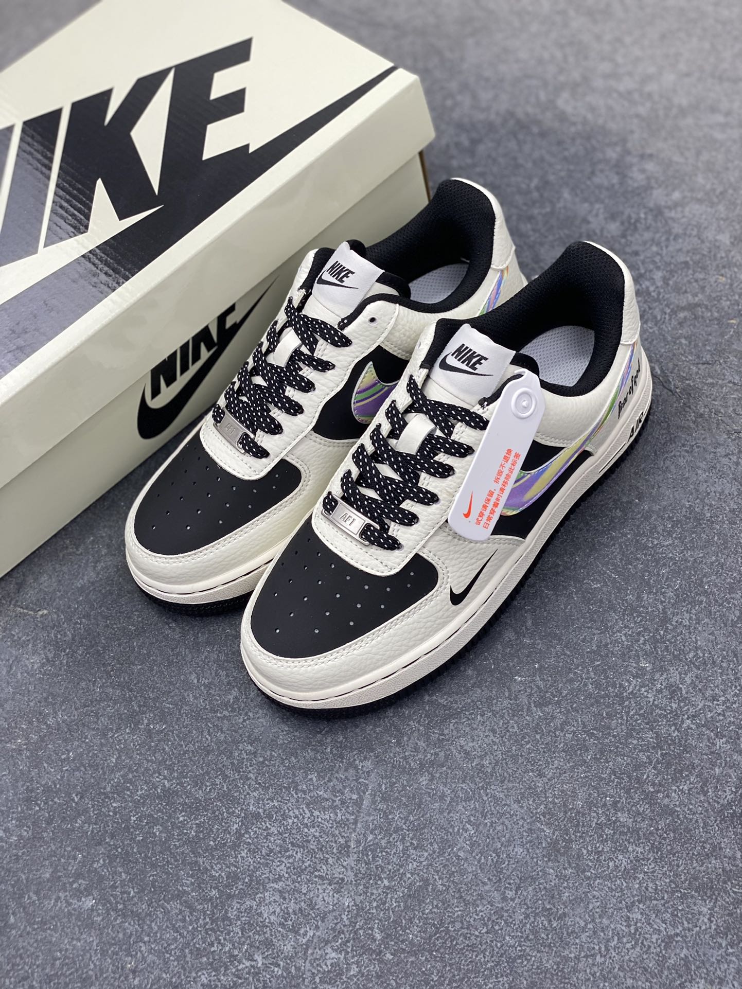 图片[8]-NIke Air Force 1 \’07 Low FOD联名-白灰七彩勾 空军一号低帮 运动鞋 休闲鞋 折边针车 工艺难度大 原楦头原纸板 原装鞋盒 定制五金配件 内置全掌气垫 原厂鞋底 货号：LW9279-011 尺码：36 36.5 37.5 38 38.5 39 40 40.5 41 42 42.5 43 44 44.5 45-选品中心