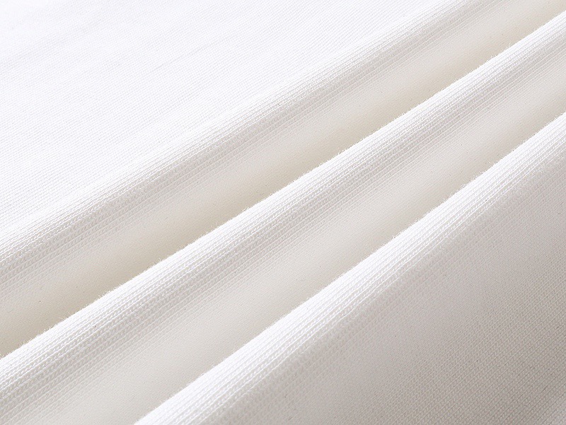 古驰/Gucci 夏季新款 蓝色字母刺绣圆领短袖T恤 领口袖口拼接双色 白色