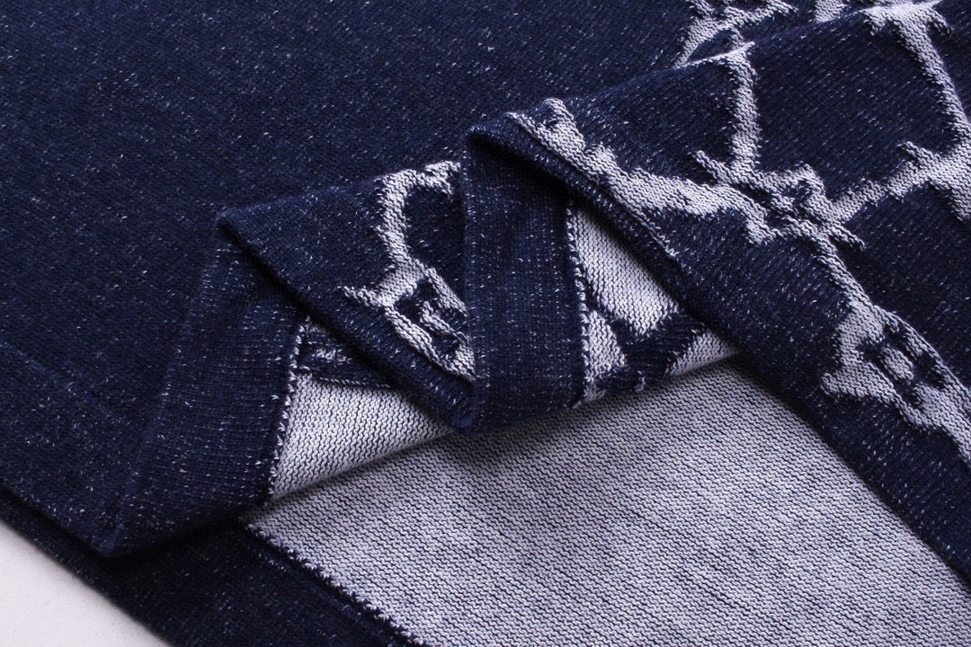 路易威登/Louis Vuitton 夏季新款 航海渔网提花针织圆领短袖 蓝色