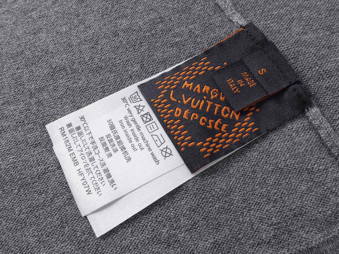 路易威登/Louis Vuitton 夏季新款 提花烫钻针织圆领短袖 灰色