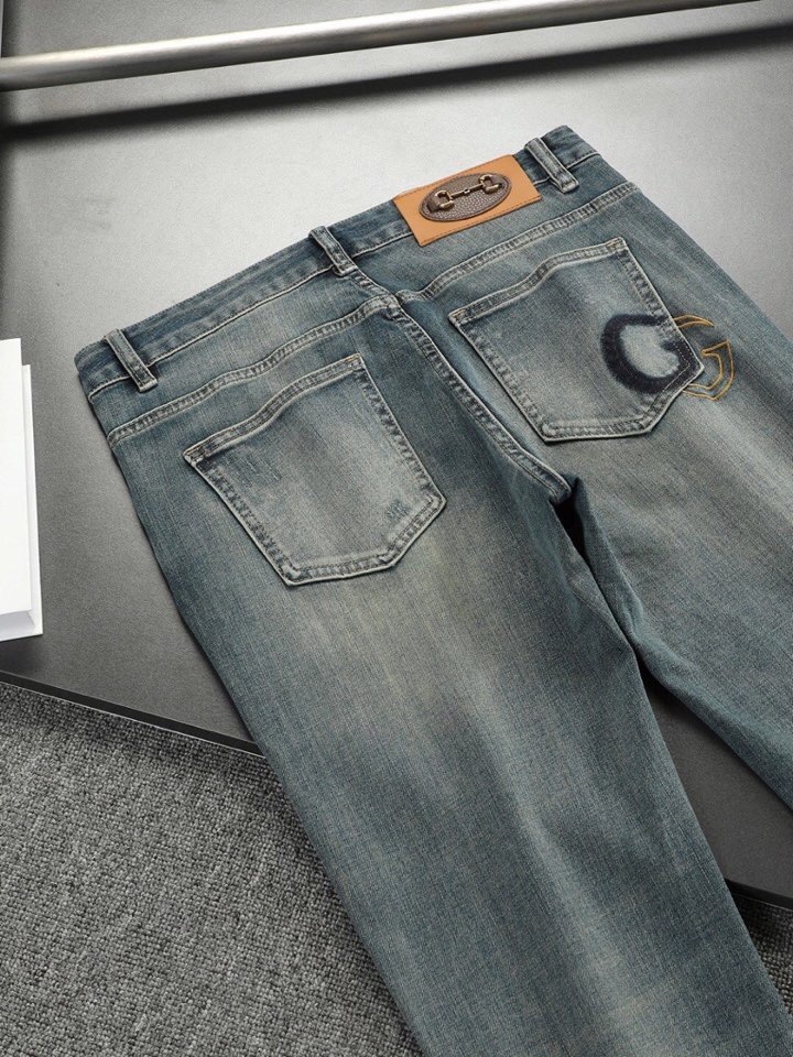 🔥Gucci 古奇独家专供早秋新款男士修身小脚牛仔裤 官网同步✨✨简洁时尚 爆款 高版本 高端定制 原单