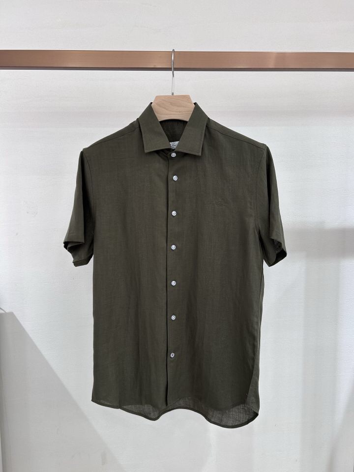 🔥Loro Piana 诺悠翩雅lp。 SS25 春夏男装新品亚麻质地系列时尚商务休闲百搭男士短袖衬衫，