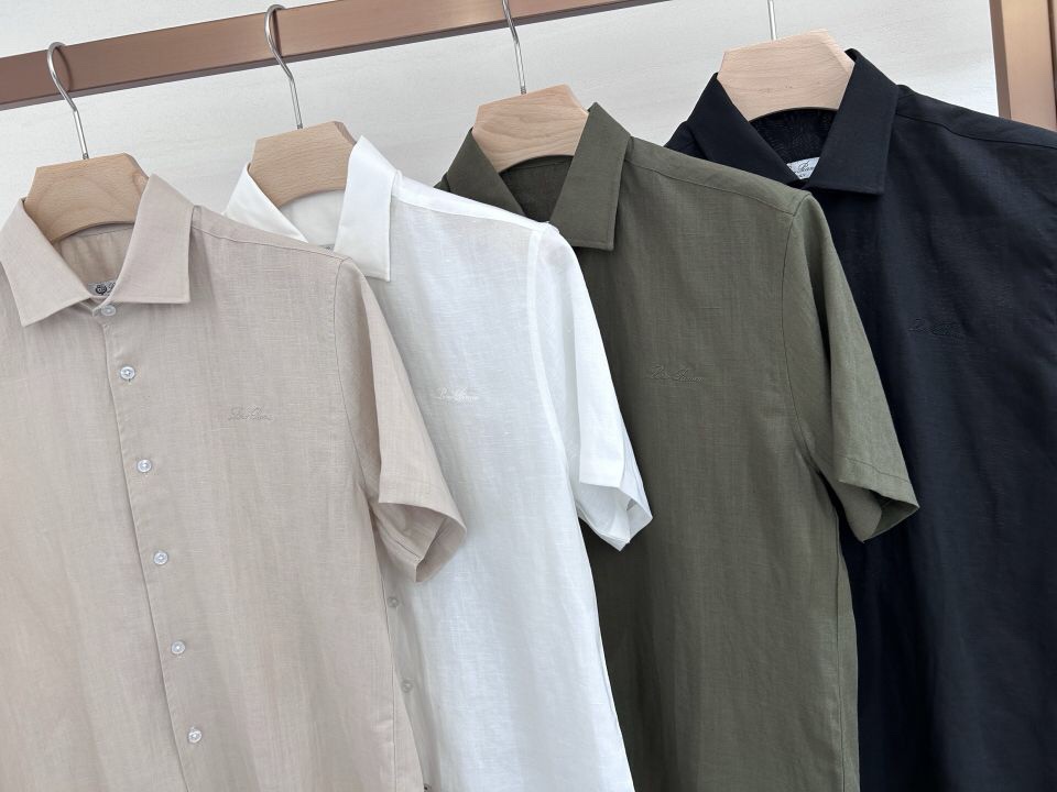 🔥Loro Piana 诺悠翩雅lp。 SS25 春夏男装新品亚麻质地系列时尚商务休闲百搭男士短袖衬衫，