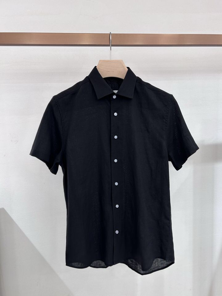 🔥Loro Piana 诺悠翩雅lp。 SS25 春夏男装新品亚麻质地系列时尚商务休闲百搭男士短袖衬衫，