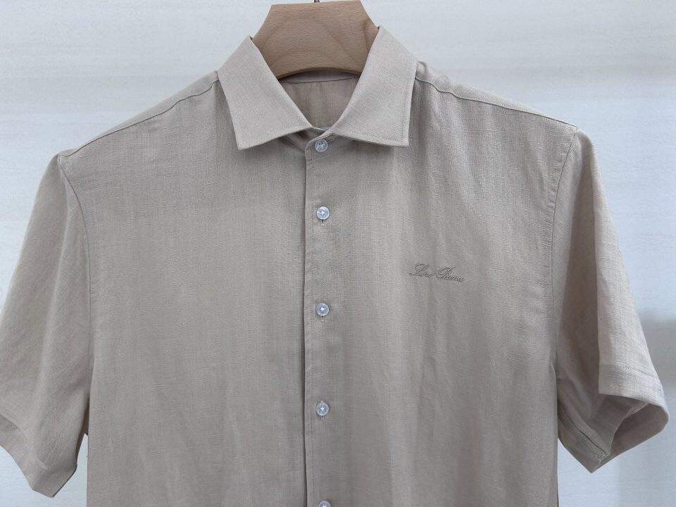 🔥Loro Piana 诺悠翩雅lp。 SS25 春夏男装新品亚麻质地系列时尚商务休闲百搭男士短袖衬衫，