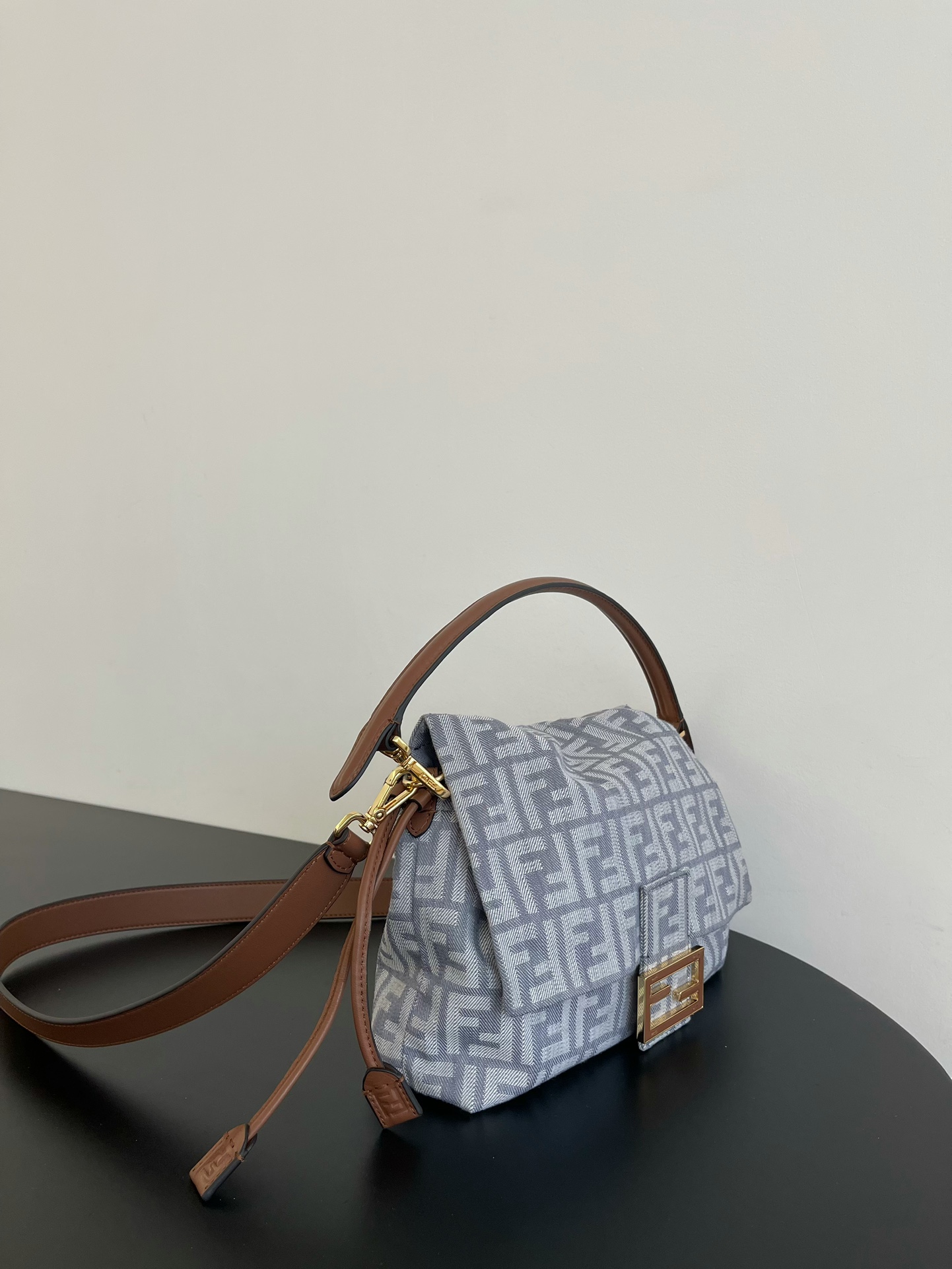 Fendi Denim Mama Baguette Bag with Double F Embroidery and Leather Straps 2 i1750747522 2821 0