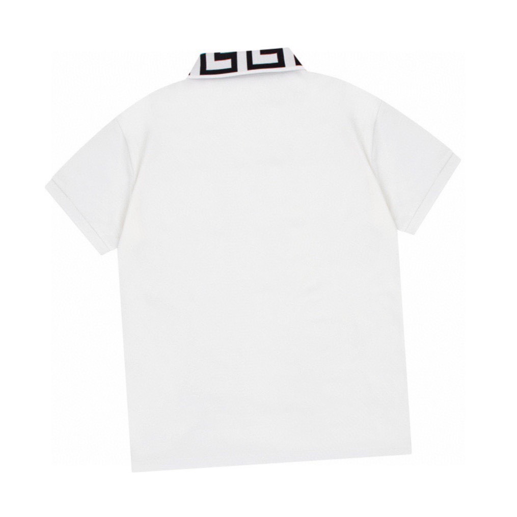 范思哲VERSACE 夏季新款 金色老人头刺绣翻领短袖polo衫 白色