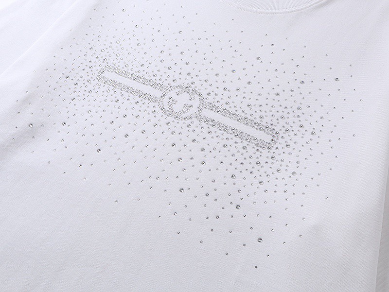 古驰/Gucci 夏季新品 经典腰带烫钻圆领短袖T恤 黑色/白色