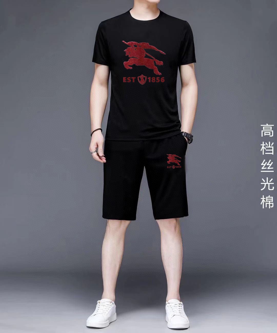 Burberry 品牌【BURBERRY 巴宝莉】 2025新款男士短袖短裤套装 销售 市面高端版本 手感细腻柔软 让你穿着更加舒适 立体裁剪版型超赞 尺码:M-5XL下单请报身高体重