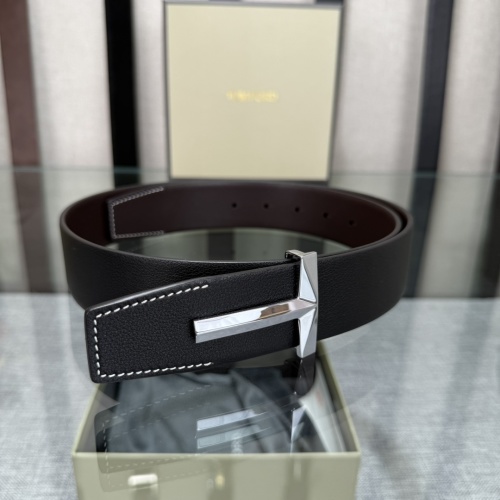 Tom Ford Reversible Leather Belt with Signature T Buckle, 3.8cm Width