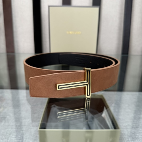 Tom Ford Reversible Leather Belt with Signature T Buckle, 3.8cm Width