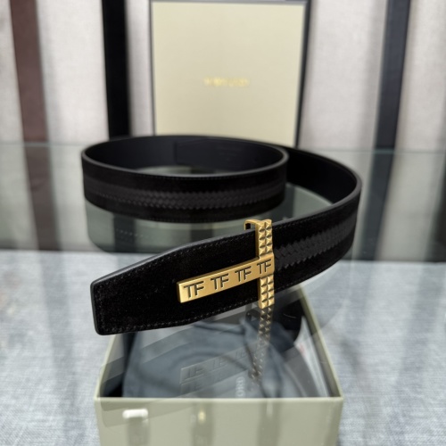 Tom Ford Reversible Leather Belt with Gold-Tone Buckle, 3.8cm Width