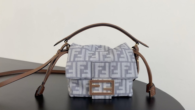 Fendi Mama Baguette Denim Mini Shoulder Bag with FF Motif
