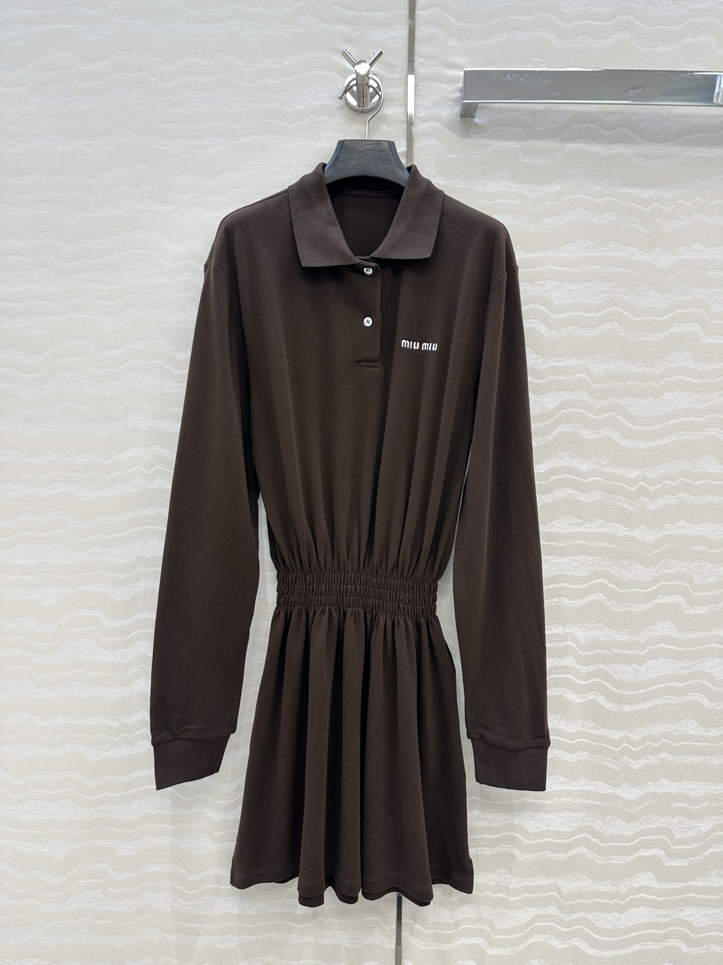 Stylish Cyborg-Recommended Chocolate Brown Embroidered Polo Dress for Women - 图片 1
