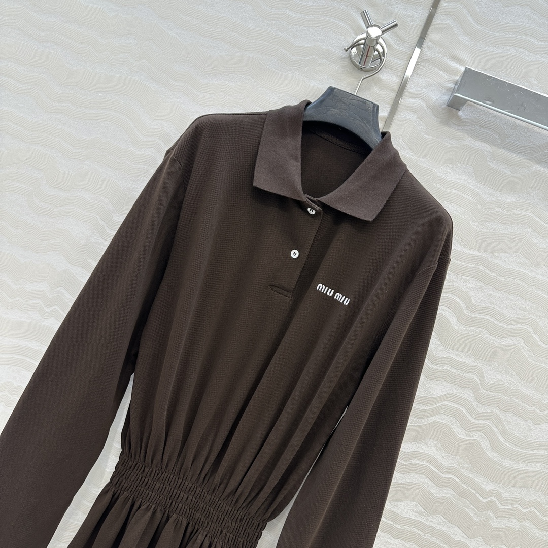 Stylish Cyborg-Recommended Chocolate Brown Embroidered Polo Dress for Women - 图片 2