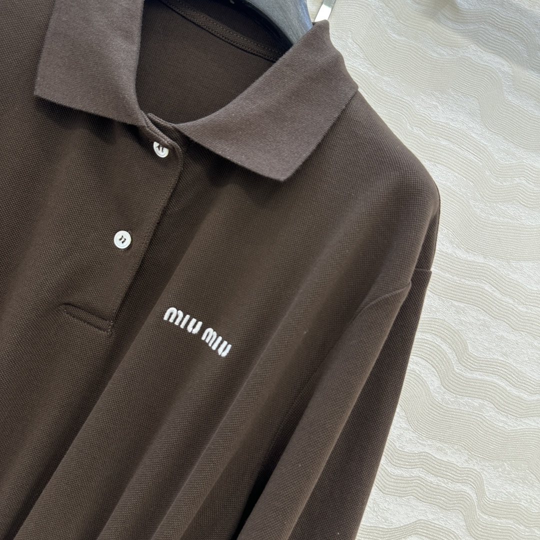 Stylish Cyborg-Recommended Chocolate Brown Embroidered Polo Dress for Women - 图片 4