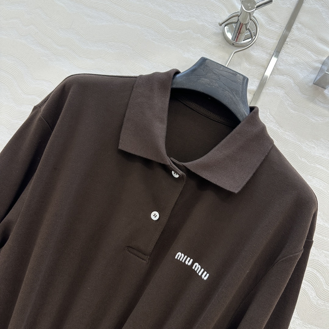 Stylish Cyborg-Recommended Chocolate Brown Embroidered Polo Dress for Women - 图片 3