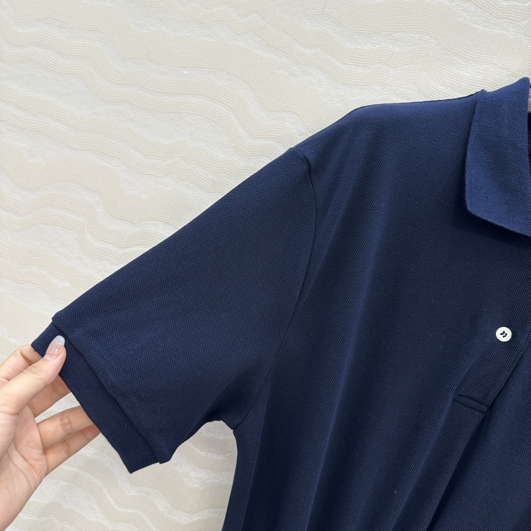 Stylish Navy Blue Embroidered Polo Shirt Dress with Cyborg Recommendation - 图片 5