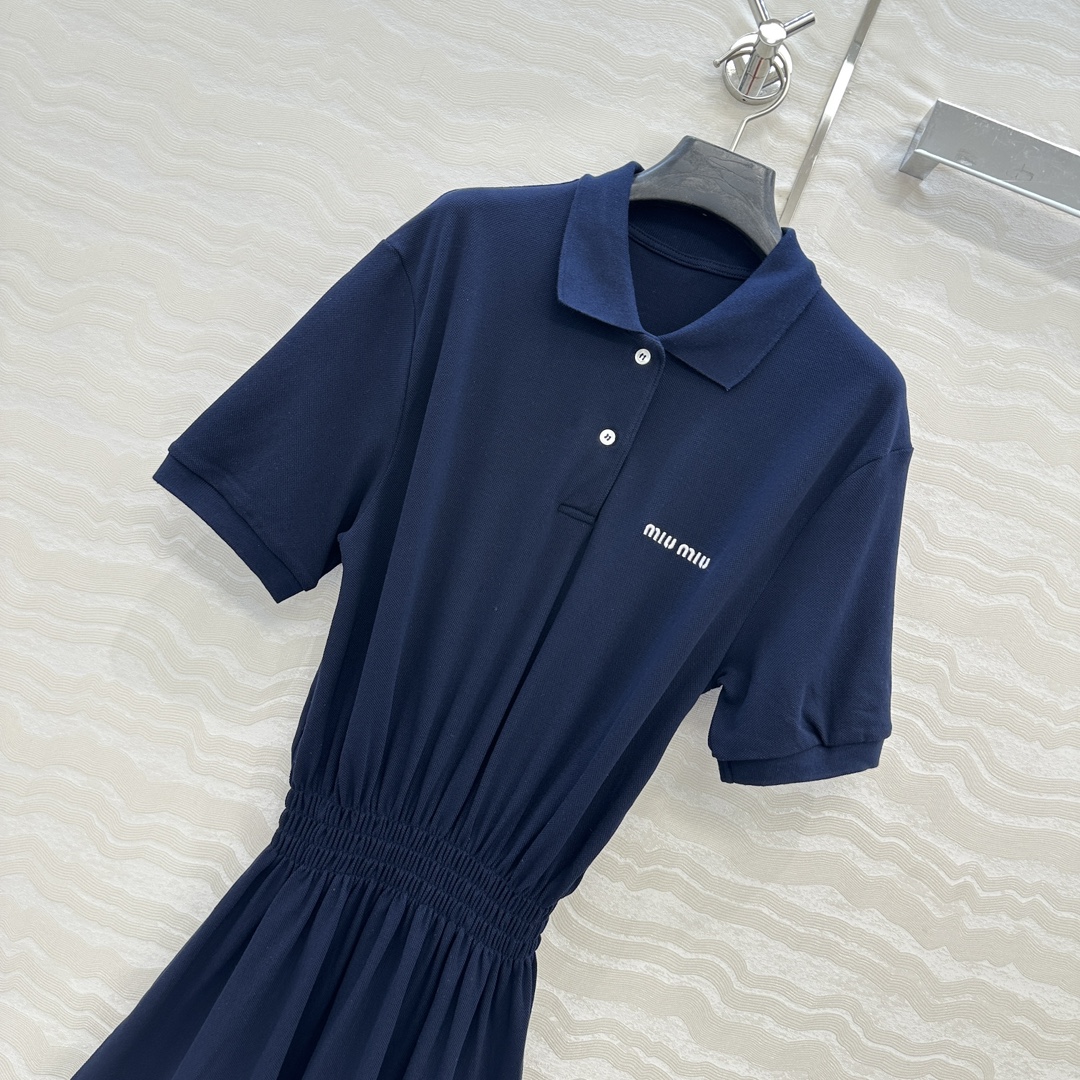 Stylish Navy Blue Embroidered Polo Shirt Dress with Cyborg Recommendation - 图片 2