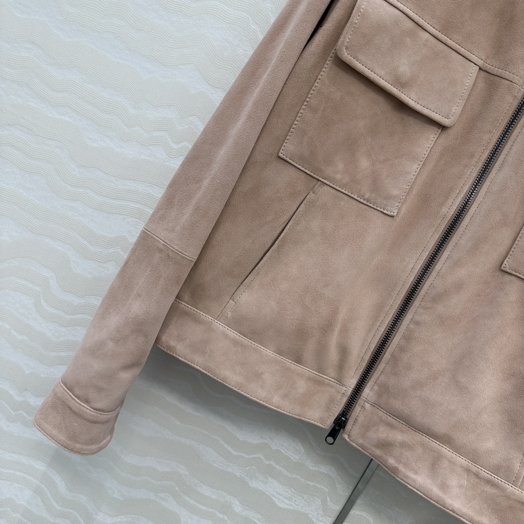 High-Quality Velvet Collar Jacket with Elegant Design and Customizable Rose Powder Accent - 图片 4