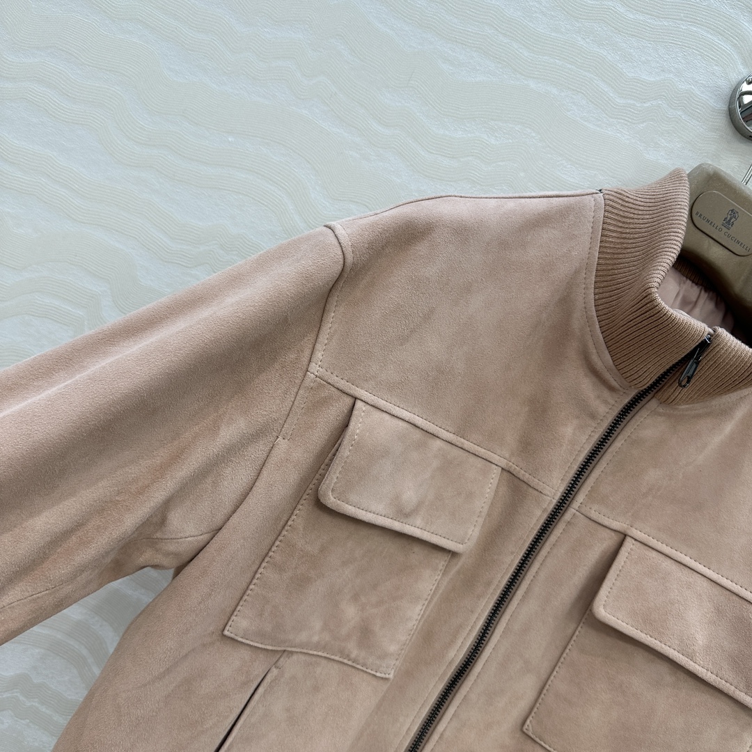 High-Quality Velvet Collar Jacket with Elegant Design and Customizable Rose Powder Accent - 图片 3