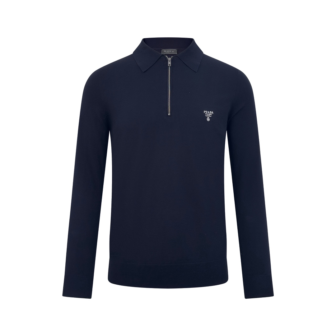 NO:426232,.Prada embroidered zipper long-sleeved Polo shirt 18-needle German machine fixed wool 80 ultrafine wool knitted after 8 layers of anti-pilling treatment Comfortable and breathable Clevery and stylish Iconic Prada embroidery logo embroidery embroidery logo embroidery front Three-dimensional silhouette optimizes body proportions Every wisp fiber contains low-key luxury brilliance Temperament slimness Fashion and versatile Craft 1 adopts imported machine embroidery process Use advanced computer control systems and precision mechanical components to achieve Prada embroidery operation High precision Fluid and delicate lines Process 2: Use three-dimensional seam seams It uses specific sewing methods at the joints to make the clothes appear more three-dimensional and fit the body cumbersome and complex workmanship Craft 3: Washing and soft odor removal process Deep cleaning and odor removal of clothes through professional washing equipment and specific detergents Improve the feel and appearance of clothes Auxiliary materials  Customized 1:1 Prada Zipper Customized 1:1 Prada trademark style loose fit size 48 50 52 54 exclusive,,prada,alexander wang19860909.Prada 刺绣拉链长袖Polo衫 18针德国机定织臻绒80超细毛织 经过8层抗起球处理 舒适透气 挺括有型 标志性Prada刺绣标识点缀正面 立体廓形优化身材比例 每一缕纤维 都蕴藏着低调的奢华光辉 气质显瘦 时尚百搭款 工艺1采用进口机刺绣工艺 使用先进的计算机控制系统和精密的机械部件 实现Prada刺绣作业 精度高 线条流畅而细腻 工艺2: 采用接缝立体缝线 它通过在接缝处使用特定的缝纫方法 使衣物呈现出更加立体和贴合身体的效果 做工繁琐复杂 工艺3: 成衣洗水加软去味工艺 通过专业的洗涤设备和特定的洗涤剂 对衣物进行深度清洁和去味处理 改善衣物的手感和外观 辅料 定制1:1 Prada 拉链 定制1:1 Prada 商标 版型 宽松版型 尺码 48 50 52 54 独家专供,,prada,alexander wang,Men's clothing