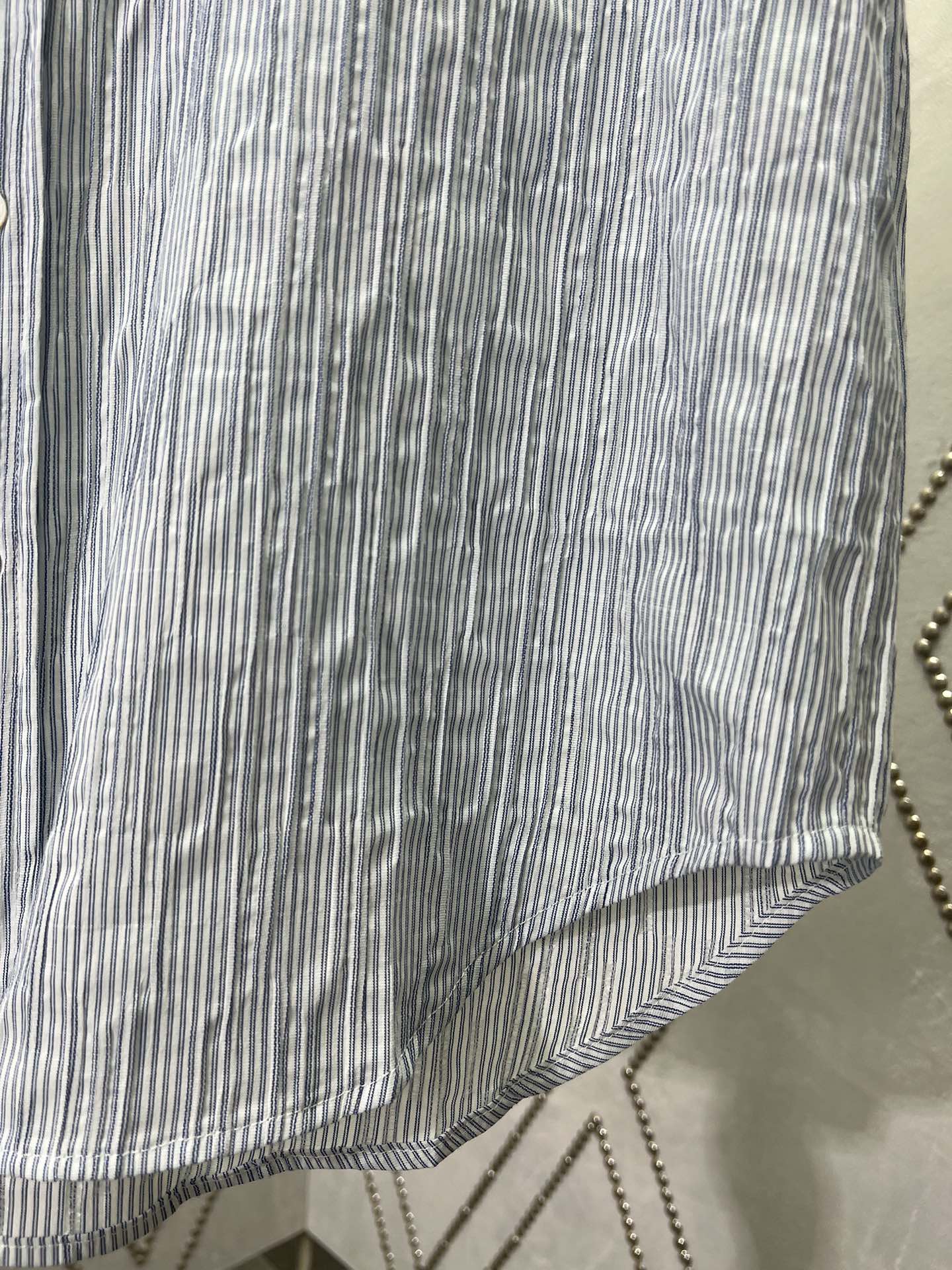 Ludwig Cotton Striped Shirt with Anagram Embroidery in Various Sizes - 图片 8